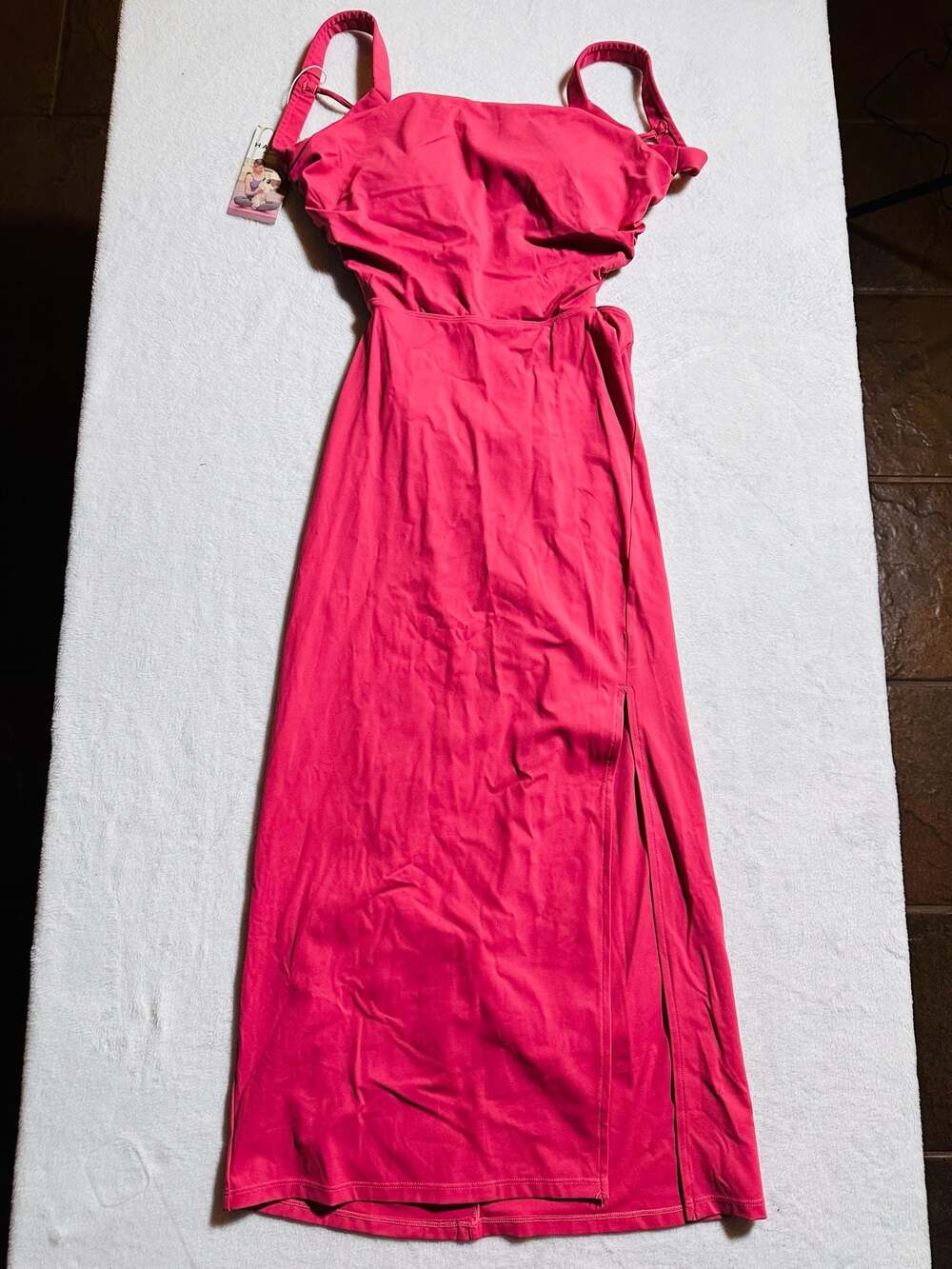 Halara Women's Size S Pink Cutout Lace-Up Back Maxi Dress